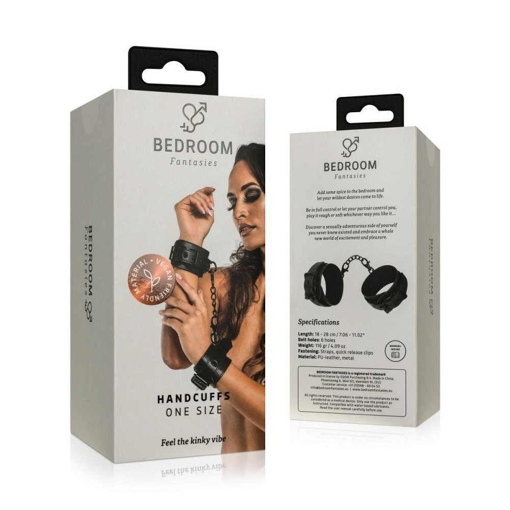 Наручники Bedroom Fantasies: Faux Leather Handcuffs One Size, чорні Sex Aura Київ - фото 7