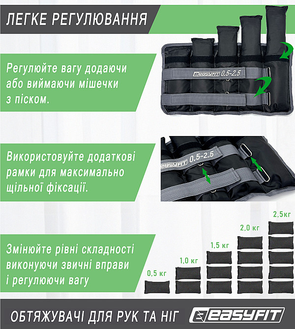 EasyFit Обтяжувачі для ніг та рук EasyFit набірні 0,5-2,5 кг (пара) Коломыя - изображение 5