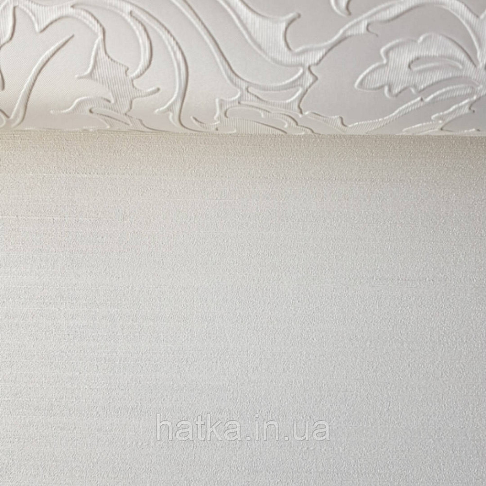 Шпалери вінілові на паперовій основі Sirpi Italian Silk 7 однотонні структурні білі тонка срібна смужка Київ - фото 1