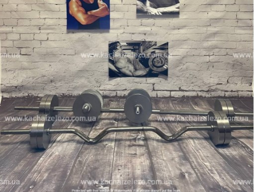 Набор 85 кг Штанга + W-образный гриф + Гантели наборные Гантели, гири, штанги и диски металлические блины Киев - изображение 3
