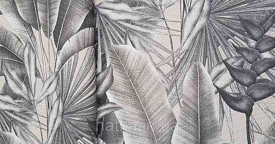 Шпалери вінілові на флізеліні AS creation Della Natura метрові 1.06Х10 листя банана пальми чорні сірі беж Київ
