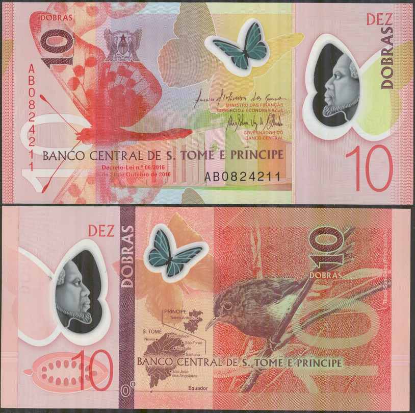 S. Tome e Principe Сан-Томе і Прінсіпі - 10 Dobras 2016 2018 polymer UNC Полтава - фото 1