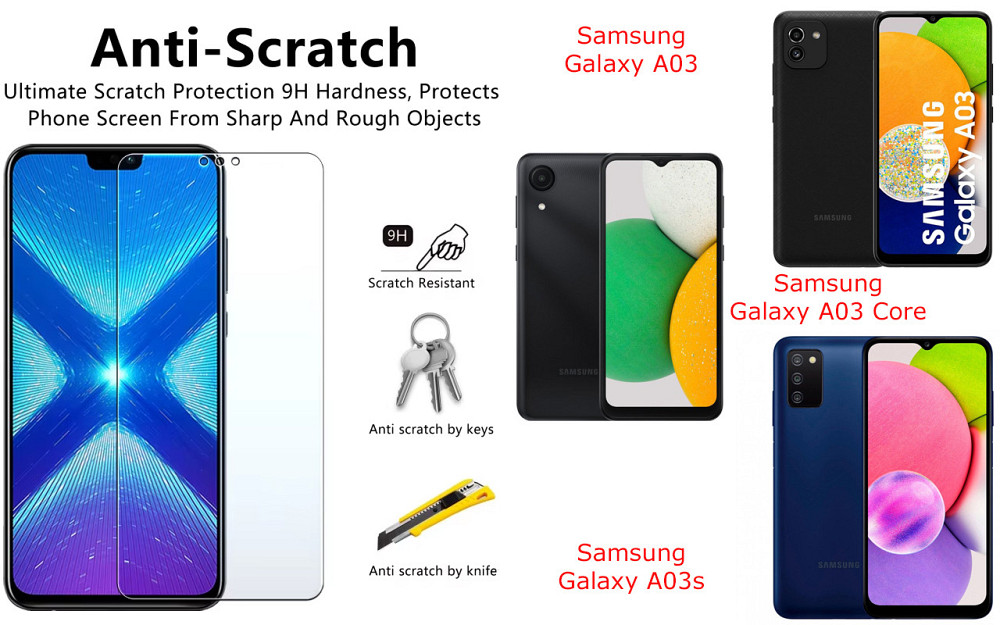 Защитное стекло NeoGlass для Samsung Galaxy A03, Galaxy A03 Core, Galaxy A03s – ультрапрозрачное и устойчивое Киев - изображение 1