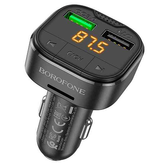 АЗП з FM-модулятором BOROFONE BC43 Flash QC3.0 car BT FM transmitter 18W Black 8525500090 (BC43B-8525500090) Київ