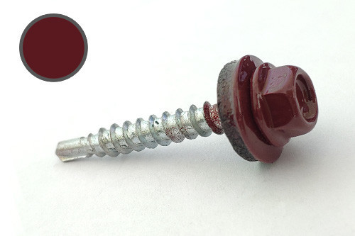 Саморіз покрівельний 4,8*35 DIN 7504K RAL 3005 для дерева (пач 50 шт.) (колір — вінно-червоний) PRO Рівне - фото 1