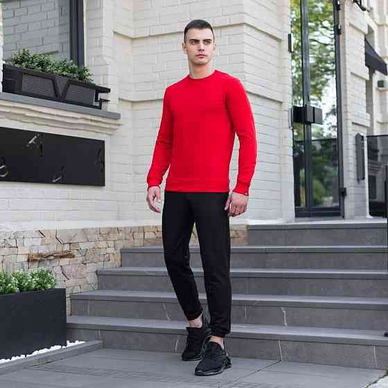 Світшот чоловічий однотонний червоний Pobedov 001 Київ