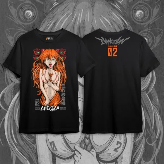 Футболка для подростка мальчика с принтом Євангеліон Аска Ахєгао Размер 160 Anime11049 Днепр