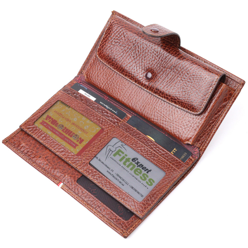 Оригинальный клатч из натуральной кожи KARYA 21180 Коричневый Киев - изображение 6