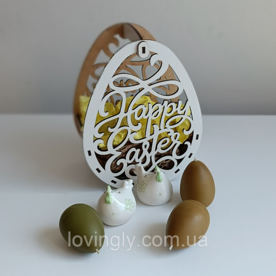 Пасхальный подарочный набор из 6 предметов в деревянной корзине. Ирпень