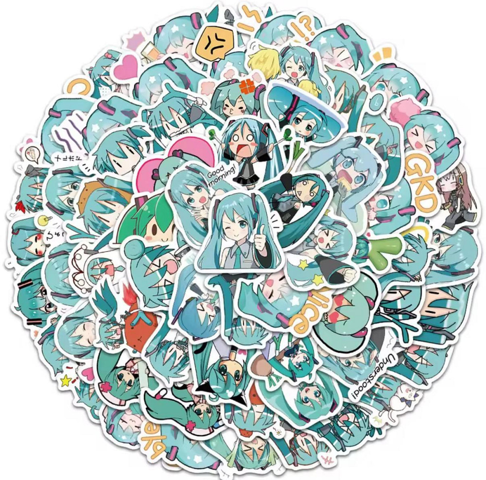 Набор стикеров Хацунэ Мику — 50 штук аниме наклеек Киев - изображение 1