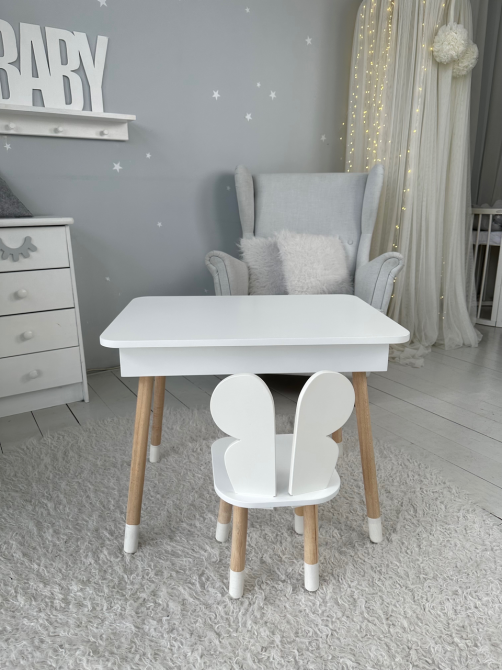 Столик з відкидним верхом і стільчик для хлопчика, білий Киев - изображение 10