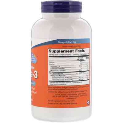 Жирні кислоти Now Foods Омега-3 1000 мг, 180 EPA / 120 DHA, Molecularly Distilled Om (NOW-01648) Вінниця