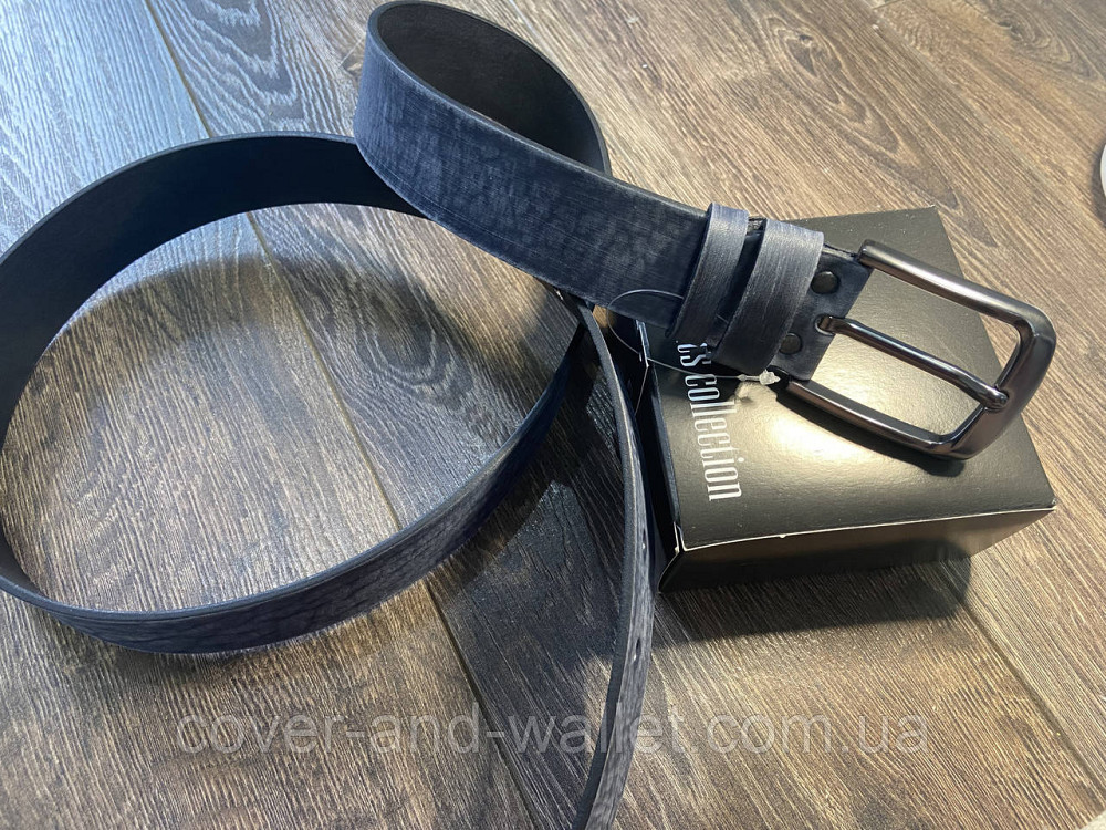 Стильный мужской ремень из кожи высокого качества цвета индиго 35мм PS Leather Киев - изображение 1