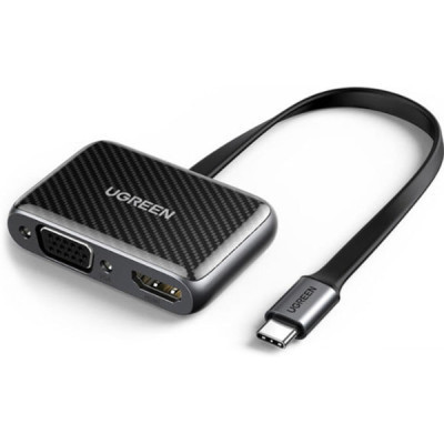 Переходник USB2.0 to HDMI+VGA (HDMI 1.4b 3D/4K*2K30Hz+VGA 1080P60Hz CM303) black Ugreen (70549) Винница - изображение 1