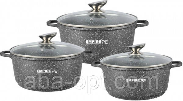 Набор кастрюль с антипригарным гранитным покрытием V 2/4/6.5 л Грей (шт).Aba-Opt Одесса - изображение 1