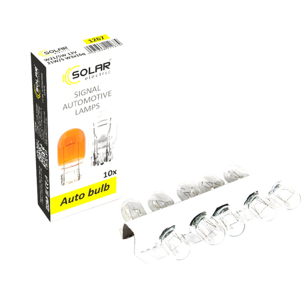 Лампа розжарювання Solar W21/5W 12V W3x16d, 10шт Київ - фото 1