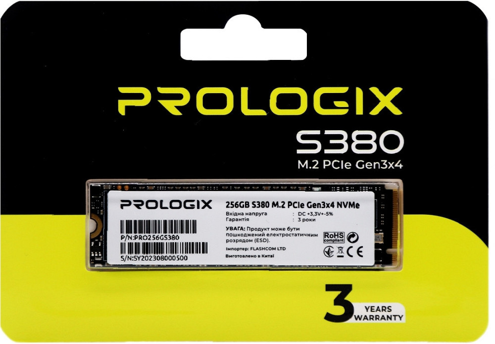 Накопичувач SSD  256GB Prologix S380 M.2 2280 PCIe 3.0 x4 NVMe TLC (PRO256GS380) ( M.2 2280 ) Харьков - изображение 4