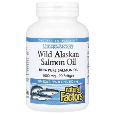 Жирні кислоти Natural Factors Жир дикого лосося аляски, 1000 мг, OmegaFactors, Wild Alaskan Sal (NFS-02256) Вінниця - фото 1
