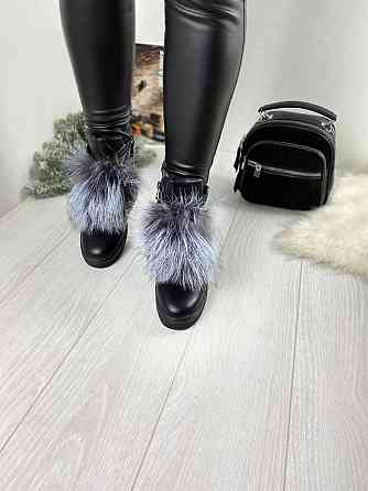 ITTS Угги жіночі ITTS чорні натуральна шкіра висота 13 см ( -8) Коломия