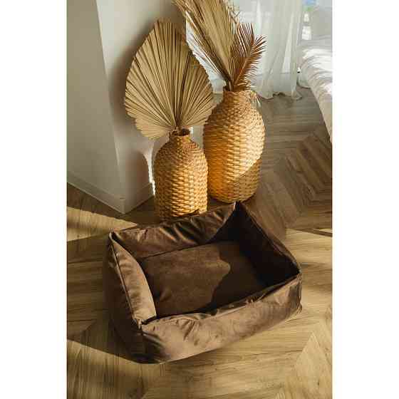 Лежанка для хатніх тварин собак і кішок велюр Incor Коричневий M (60/50/18) Київ