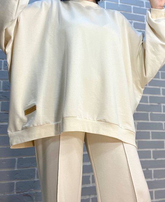 Костюм женский MY CITY 3044-8286 свитшот широкий оверсайз и брюки палаццо со стрелкой, молочний, SM Киев - изображение 10