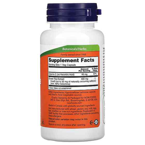 Екстракт зеленого чаю Now Foods Green Tea 400 мг 100 вег капсул Київ