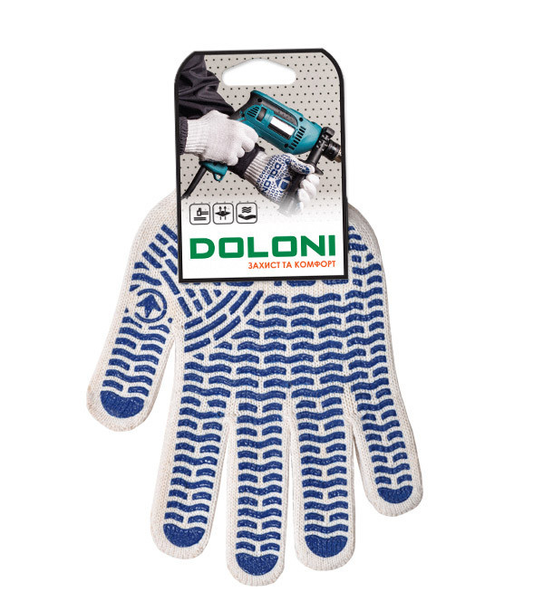 Doloni рукавички захисні трикотажні з ПВХ малюнком, розмір 10, Універсал 621 Рівне - фото 3