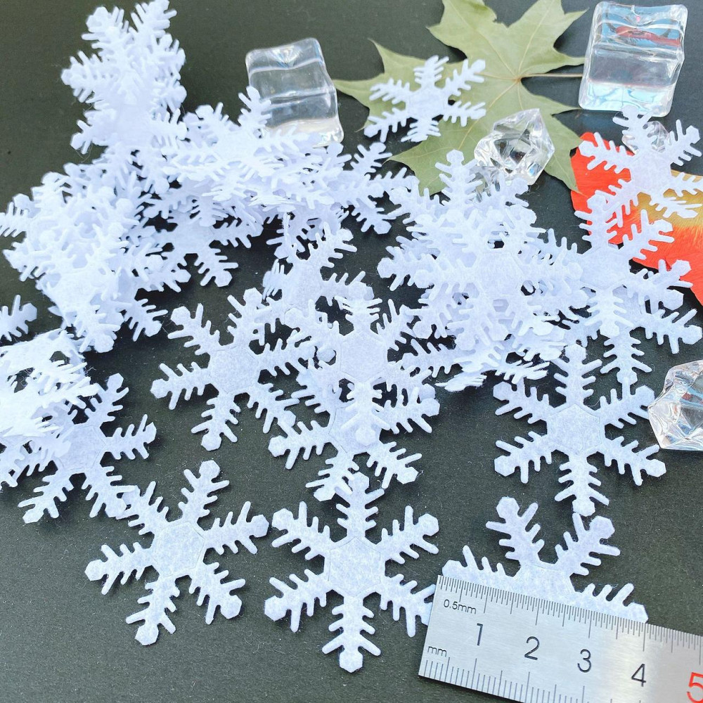 Снежинки новый год из ткани 95 штук 4 см белый Киев - изображение 3