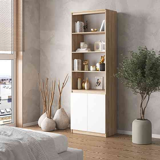 Шкаф для книг VAYS, пенал с полками R-29 Дуб Сонома-Белый фасад Львов