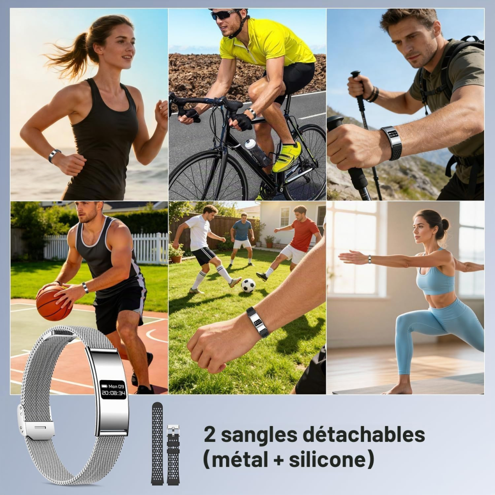 Смартбраслет WeBeqer Fitness Tracker, пульс, SpO2, моніторинг сну, спортивні режими, IP68, Nx Wear, сріблястий Київ - фото 7
