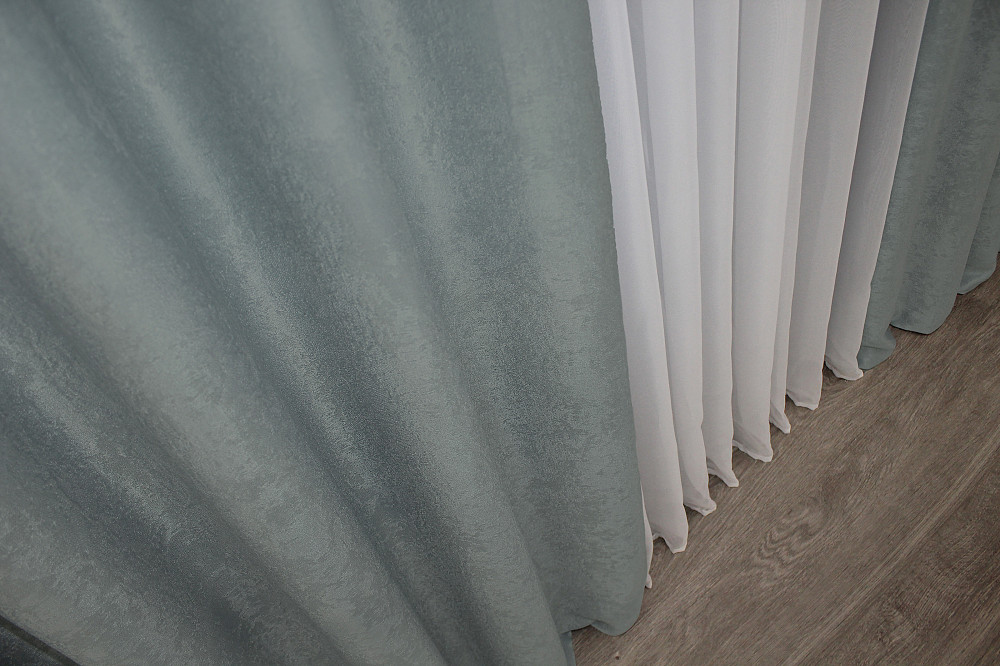 Комплект готових штор VR-Textil Льон Парма № 1340ш Сірий 150х270 см 2 шт (33-0184) Київ - фото 7