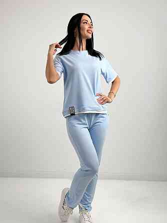 Літній трикотажний костюм-двійка "Summer" оптом | Норма і батал | Розпродаж моделі Блакитний, 42-44 Київ