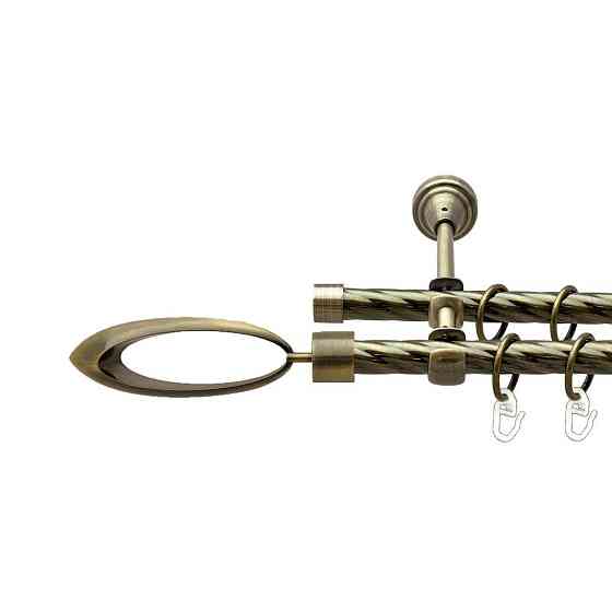 Карниз Orvit Венеція металевий дворядний відкритий скручена труба кільце металеве Антик 16\16 мм 240 см (00-00022439) Львів