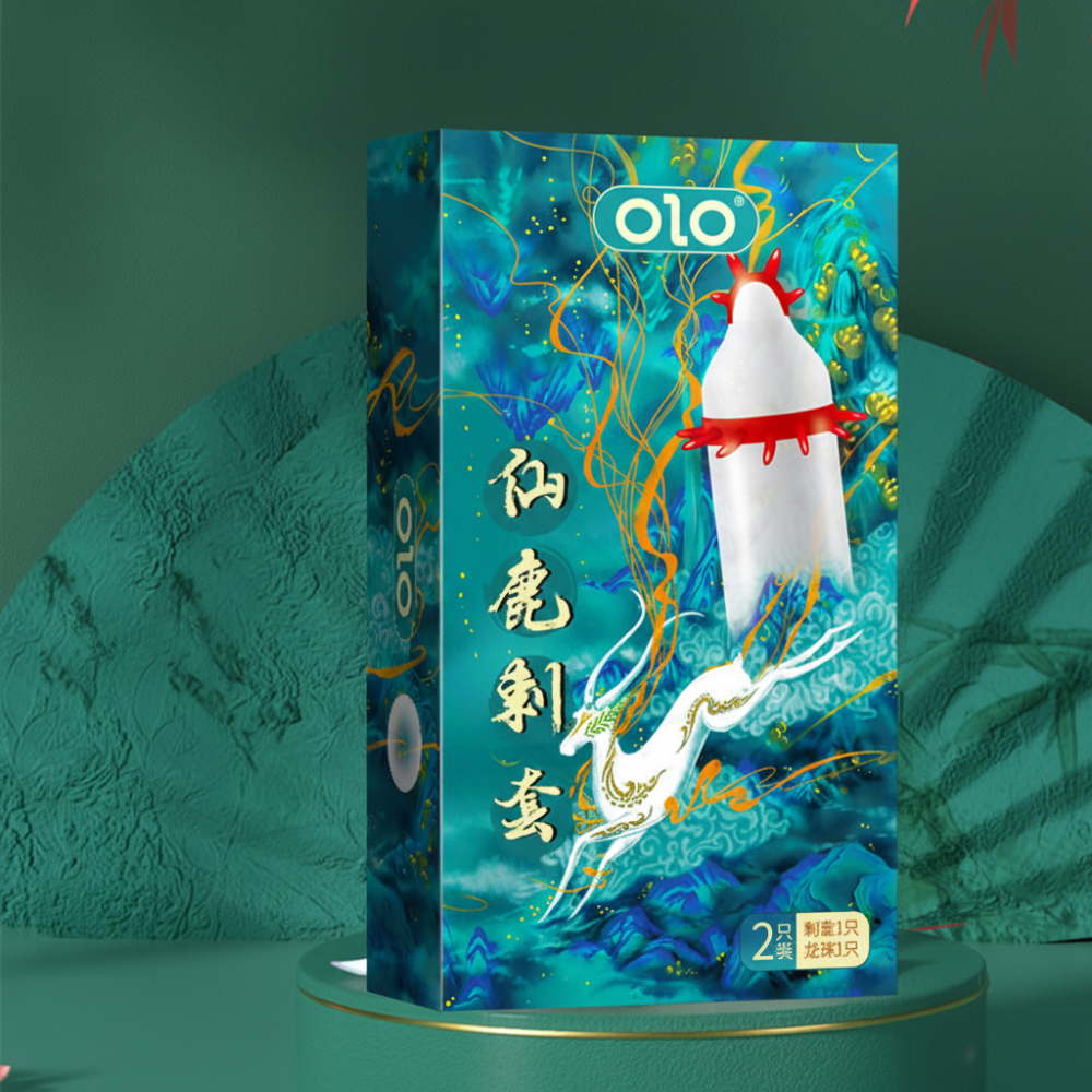 Презерватив з вусиками та кулькою для додаткової стимуляції OLO Immortal Deer з силіконовою змазкою 1 шт. Вінниця - фото 2