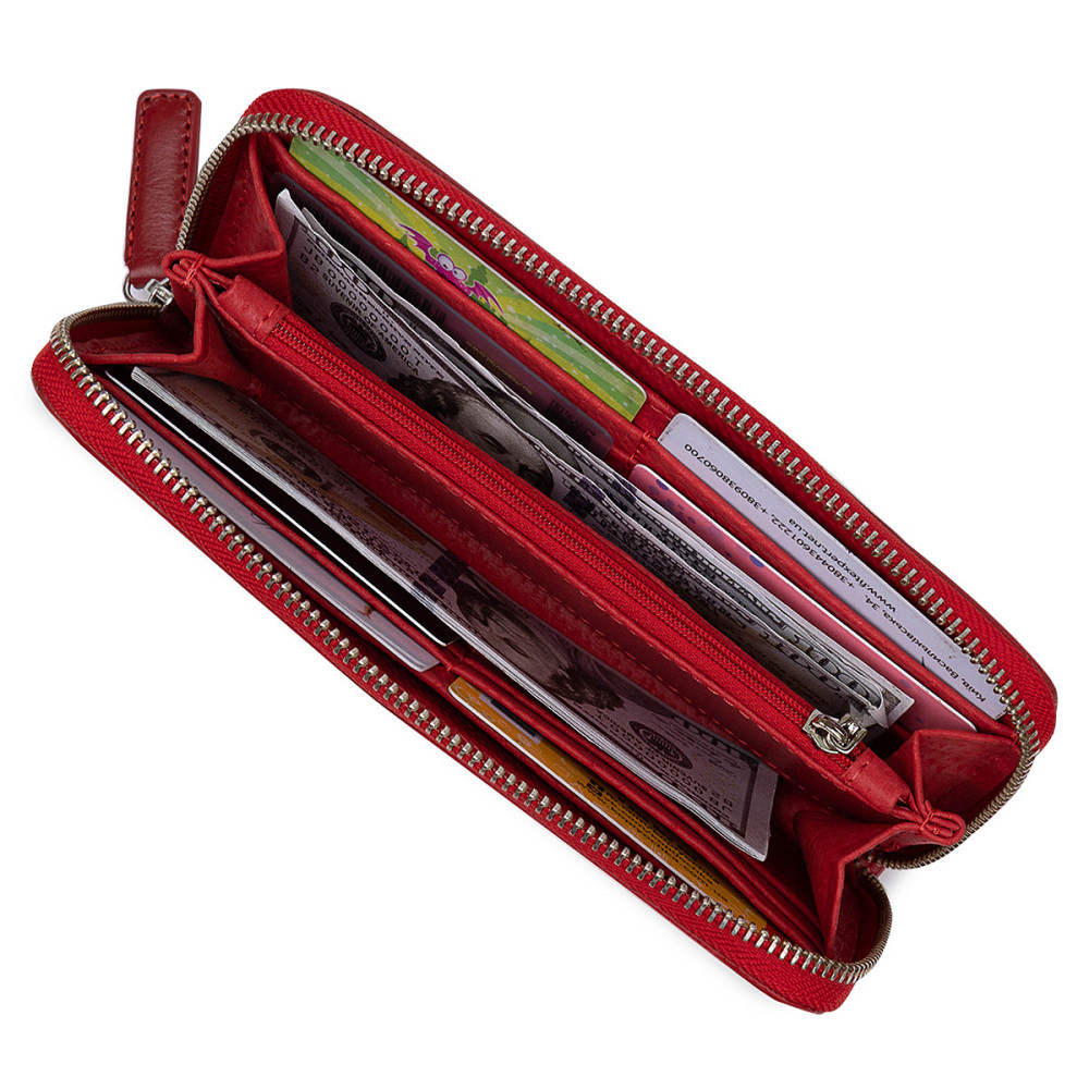 Стильний шкіряний жіночий гаманець на блискавці GRANDE PELLE 11563 Червоний Київ - фото 7