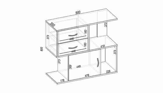 Тумба для салону TS-3, Дуб Сонома, 900/350/800 Львів