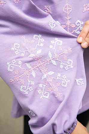 Вишиванка для дівчаток, бузкова 95% бавовняний топ Київ