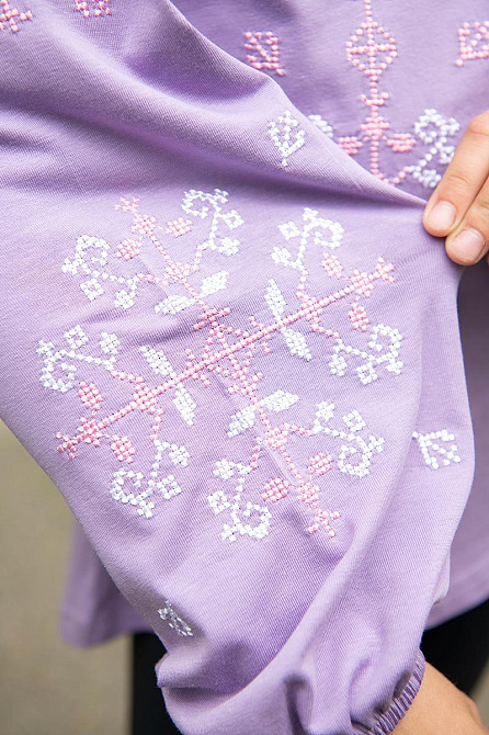 Вишиванка для дівчаток, бузкова 95% бавовняний топ Київ - фото 2