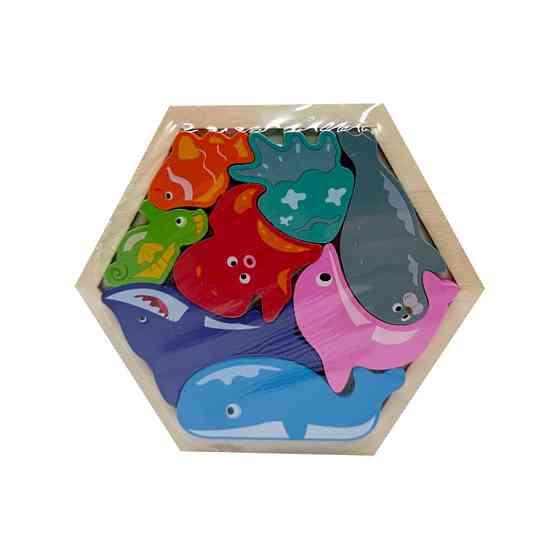 Дитячий дерев’яний пазл вкладиш "Морські тваринки" C9441-3 Вінниця