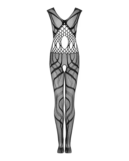 Сітчастий бодістокінг з вирізами та малюнком Obsessive Bodystocking G328 S/M/L, чорний, комбінезон Львів - фото 6