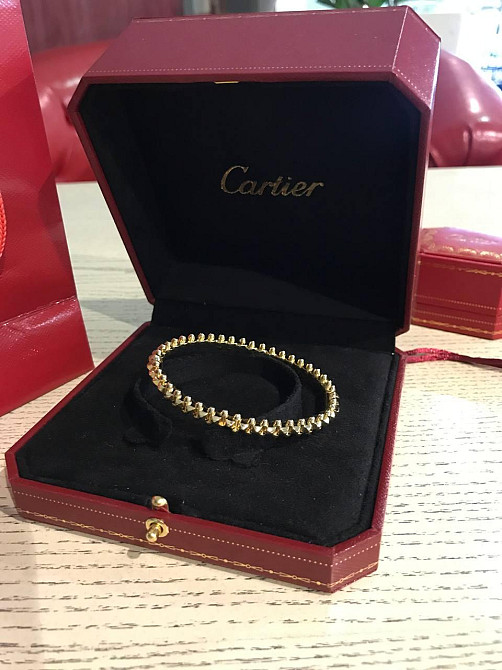 Брендовий браслет "зубчики" Cartier у лимонному золоті / Картьє браслет із зубчиками Одеса - фото 1