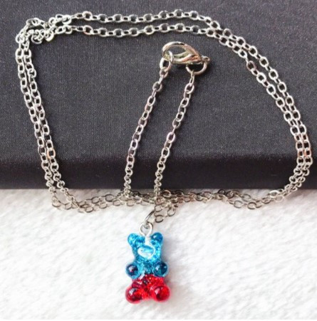 Підвіска ведмедик, синій + червоний - довжина 50см, смола, цинковий сплав Київ - фото 1