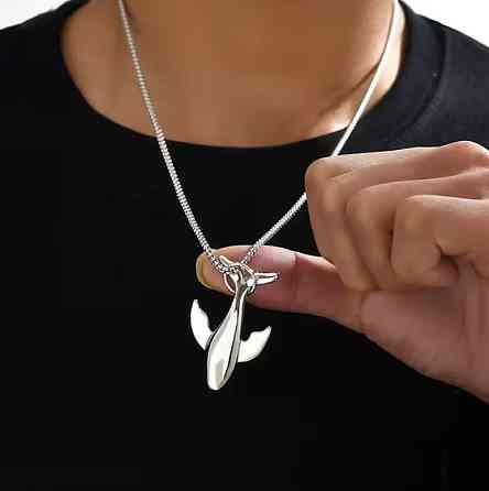 Подвеска кит на цепочке серебристая, кулон кит минимализм, украшение на шею Киев