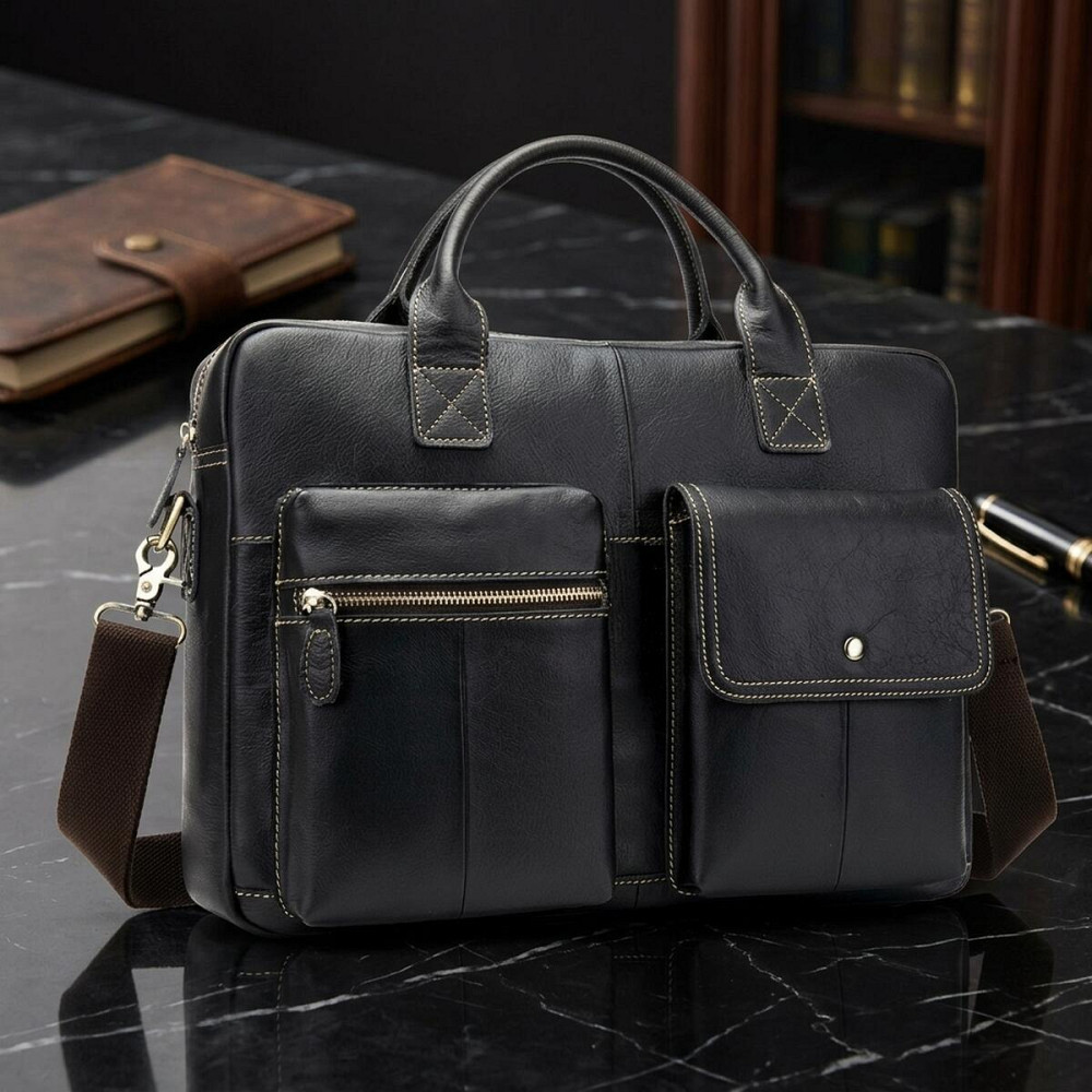 Сумка мужская под ноутбук Vintage 14662 Черная Киев - изображение 7