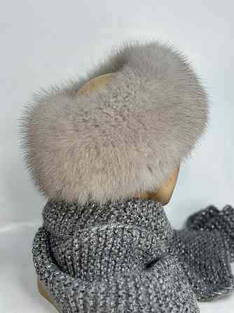 Хутряна пов'язка на голову жіноча з песця Світло-Бежевий Харків