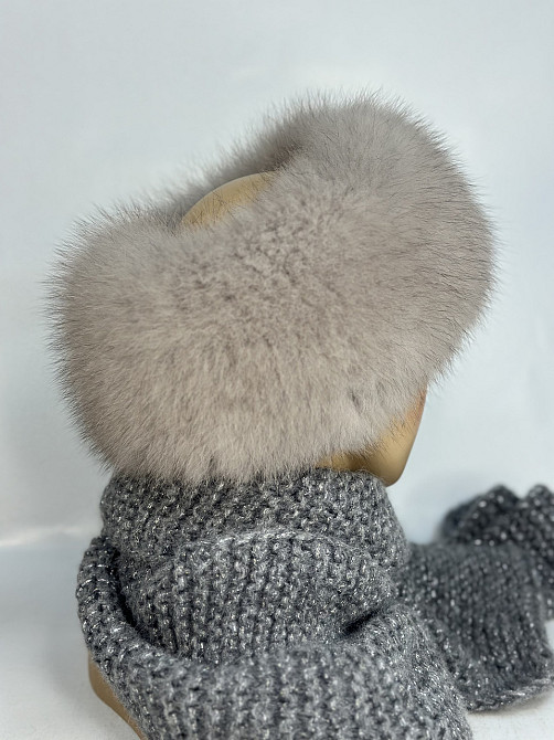 Меховая повязка на голову женская песцовая Светло-Бежевый Харьков - изображение 4