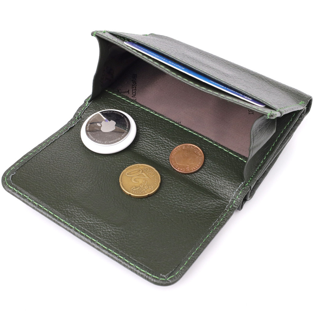 Жіночий гаманець компактного розміру з натуральної шкіри ST Leather 23072 Зелений Київ - фото 4