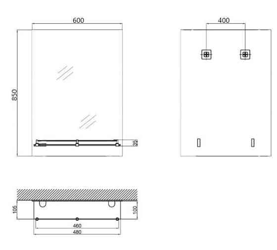 Дзеркало настінне Zerix SANSA MRZ05-600x850x105 прямокутне з полицею   ( ZX5628 ) 39023 Харків