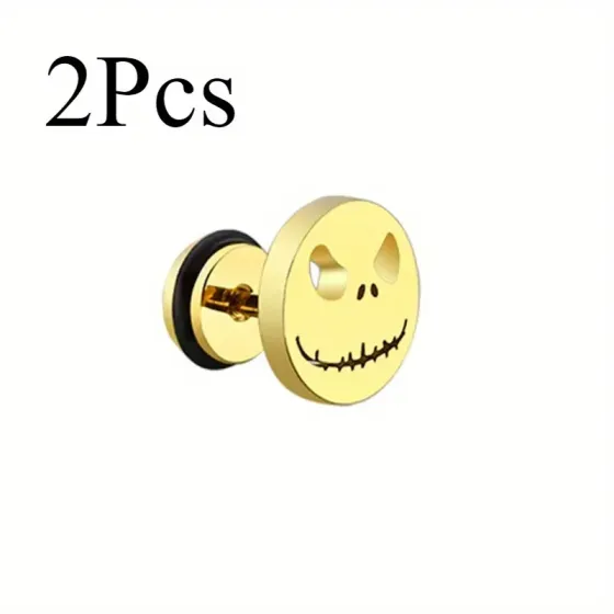 Серьги-пусеты Джек Скеллингтон «Кошмар перед Рождеством» – золотистый цвет, титановая сталь, готические унисек Киев