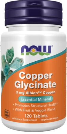 Медь хелатная Now Foods Copper Glycinate 3mg 120 таб Киев